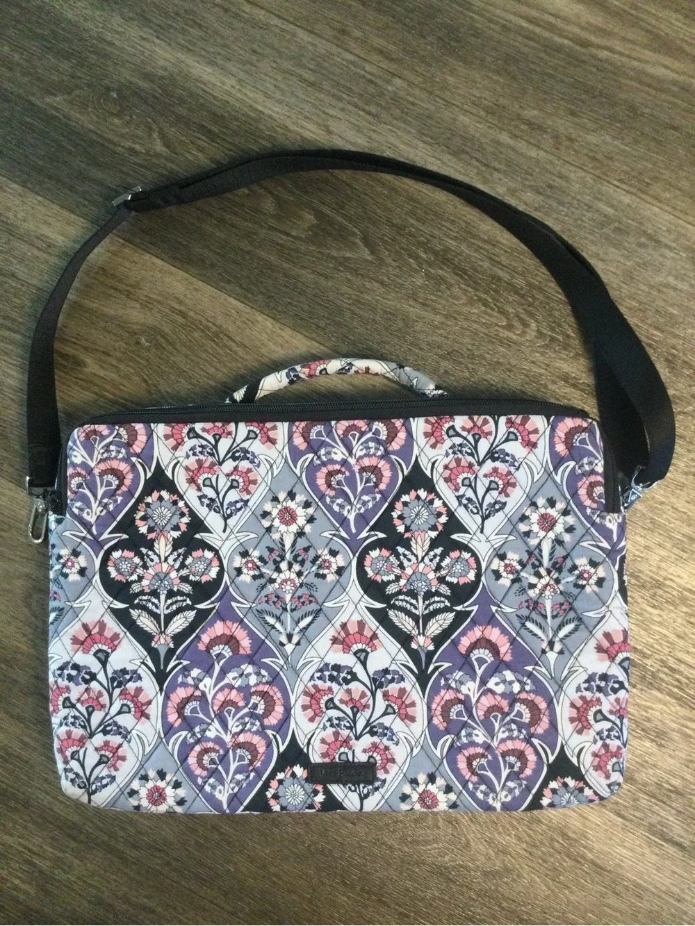 Vera Bradley Quilted Floral Laptop Bag in Purple, Pink and Black